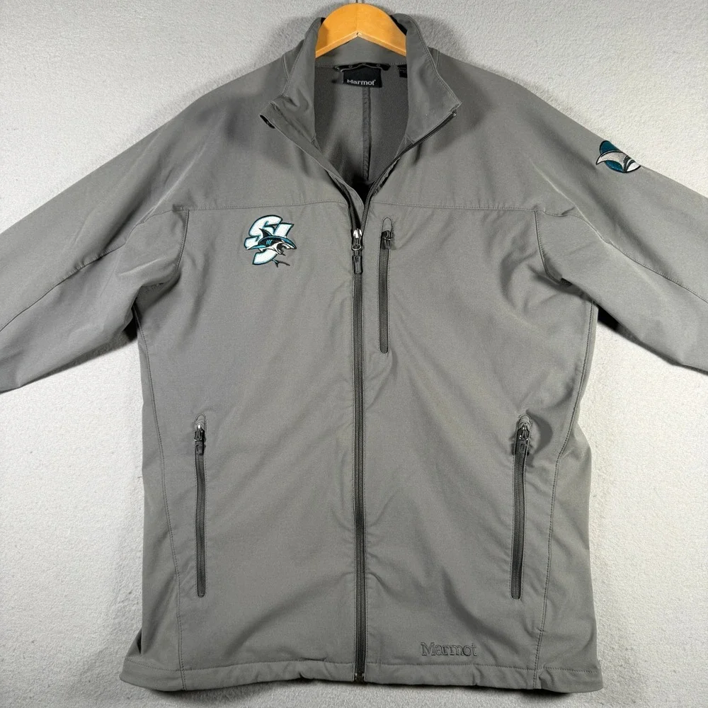 Marmot Mens San Jose Sharks NHL Softshell Jacket Grey Full Zip XL J98260